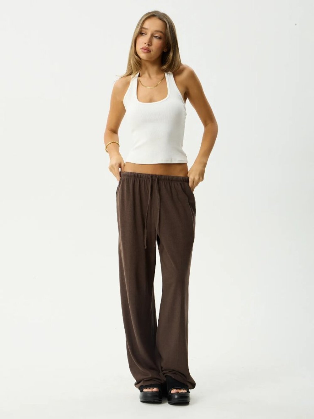 Afends Jones Wide Leg Cotton / Hemp Pant - Coffee - Size Small - Picture 9 of 9